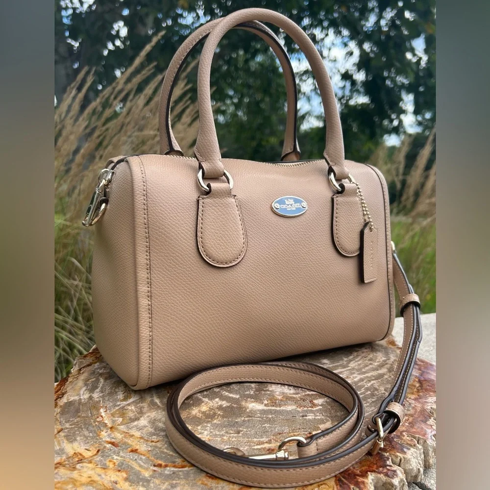 Coach Mini Bennet Sand Crossgrain Leather Satchel F33329 EUC Like New